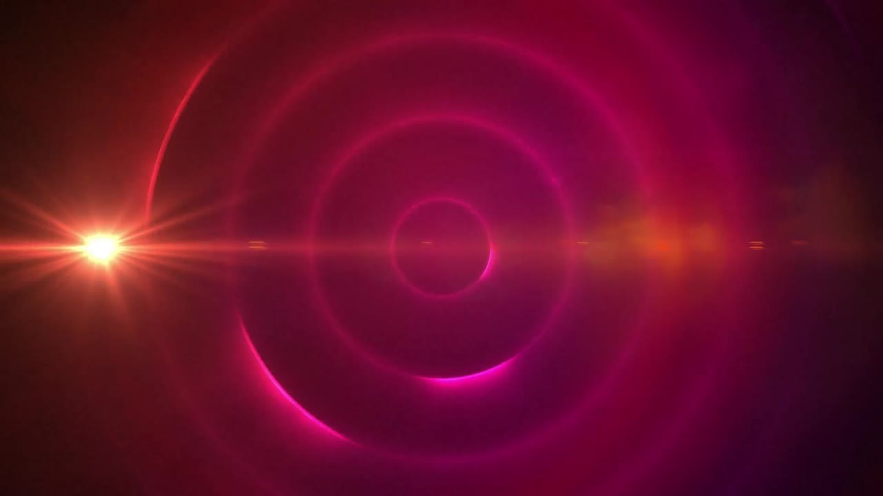 animación digital de un punto rojo de luz contra rastros de luz en espiral rosada sobre fondo negro