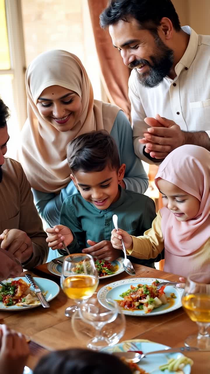 Warm and happy arabian family lunch with loved ones.