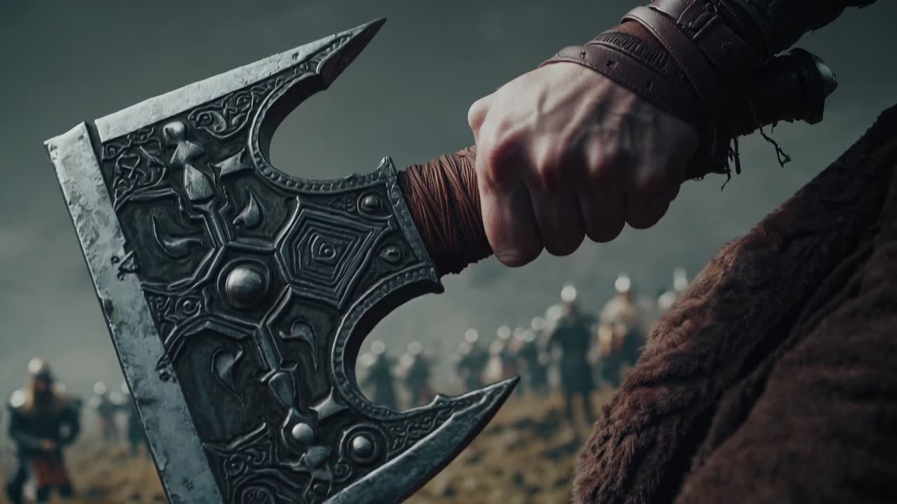 guerrero vikingo con hacha en la batalla