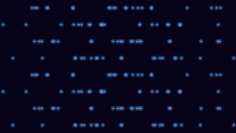 a black background with glowing green dots arranged in a grid pattern. each row and column contains an equal number of illuminated dots, creating a symmetrical and visually striking display