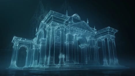 3d wireframe building render