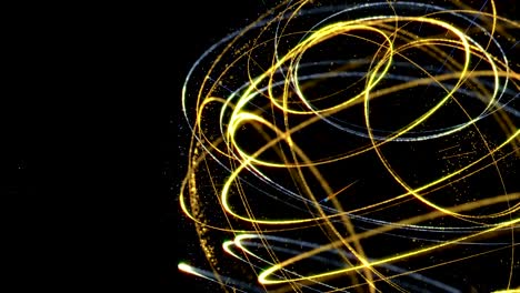 puntos y líneas naranjas y azules en el fondo oscuro