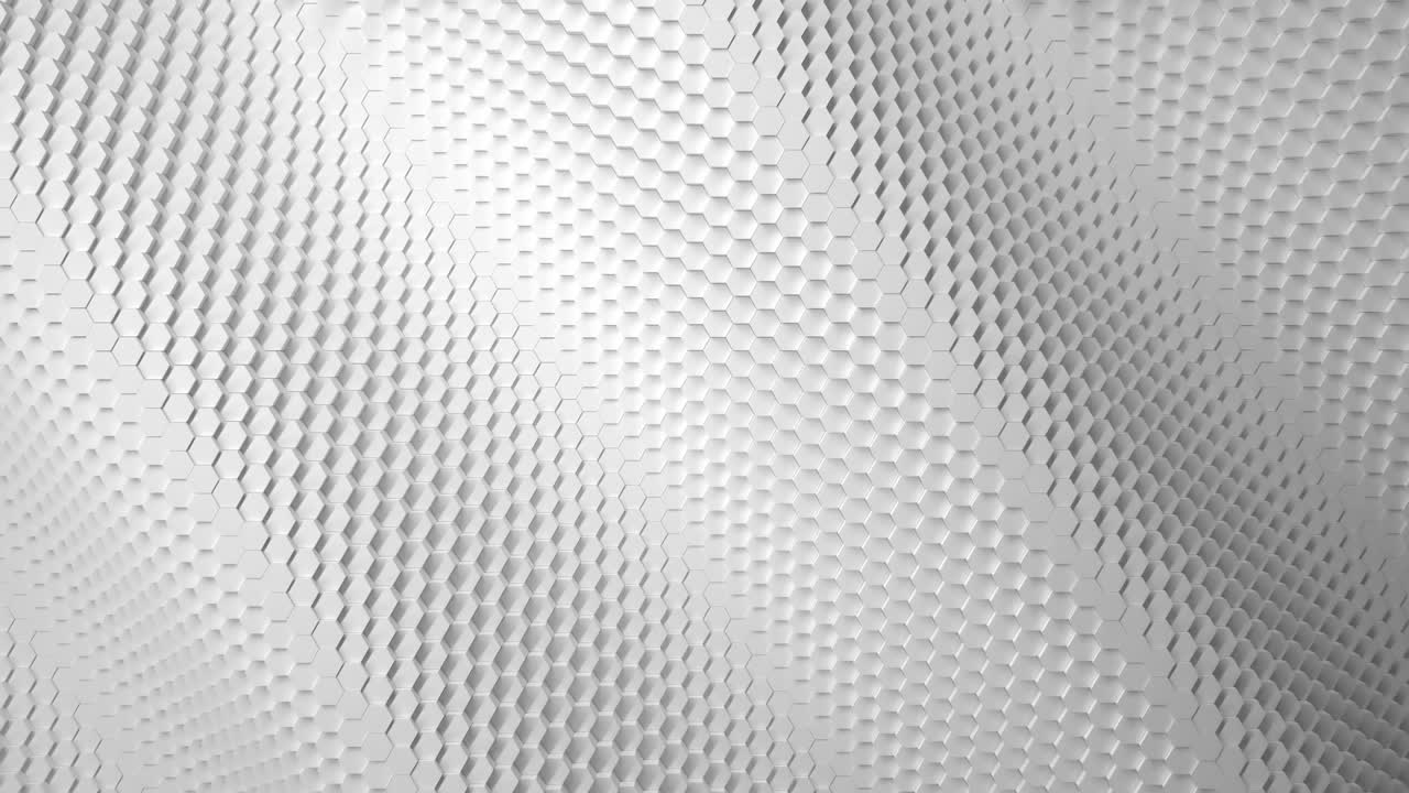 white minimalism. Wave motion. A mosaic surface with moving hexagons. Abstract geometric background. Cells. Animation of the loop. 4K 3d loop. animation for a business presentation