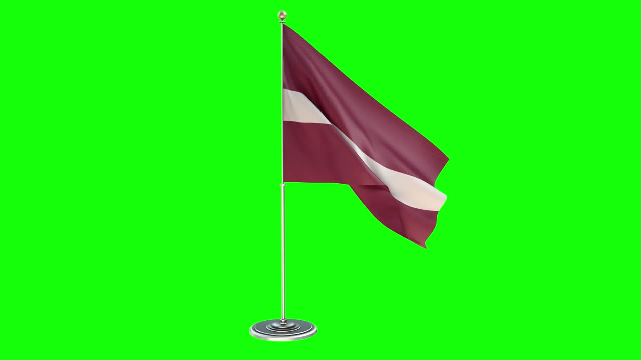 ilustración 3d de la bandera ondeando en un poste con llave de croma