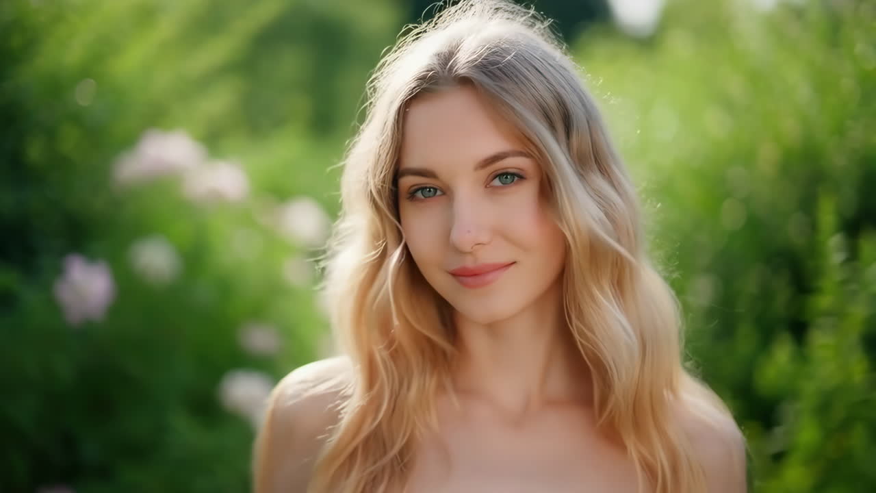 Retrato de una hermosa mujer rubia en la naturaleza