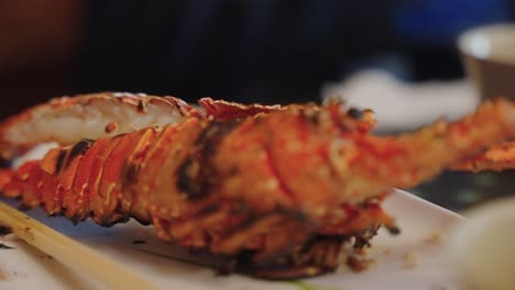 grilled japanese spiny lobster, close up shot 4k