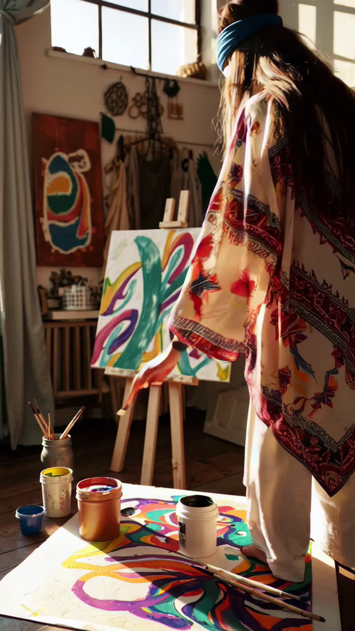 Artista en un estudio luminoso