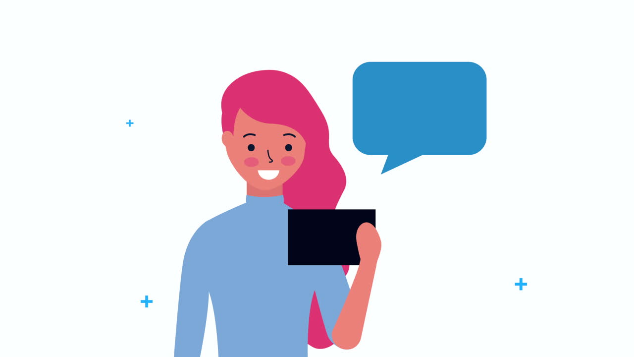 donna d'affari che usa uno smartphone con una bolla vocale