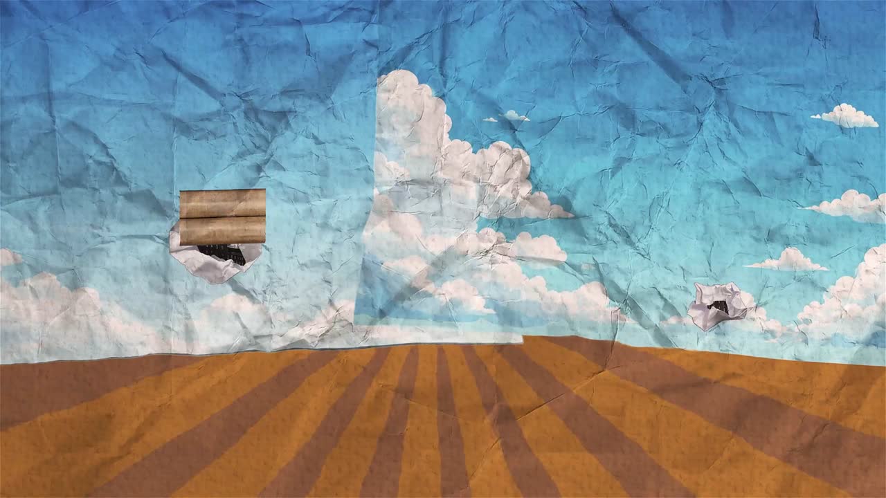 Retro papir collage intro med vintage kunst og dynamiske udskårne scener