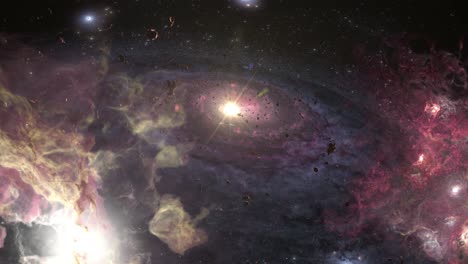 nave espacial alienígena en una nebulosa galáctica vibrante