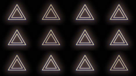 pulsing gold triangles pattern with neon light in casino style