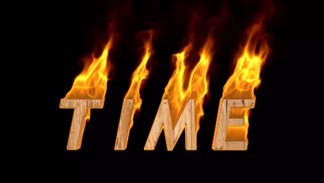 the word time is on fire.