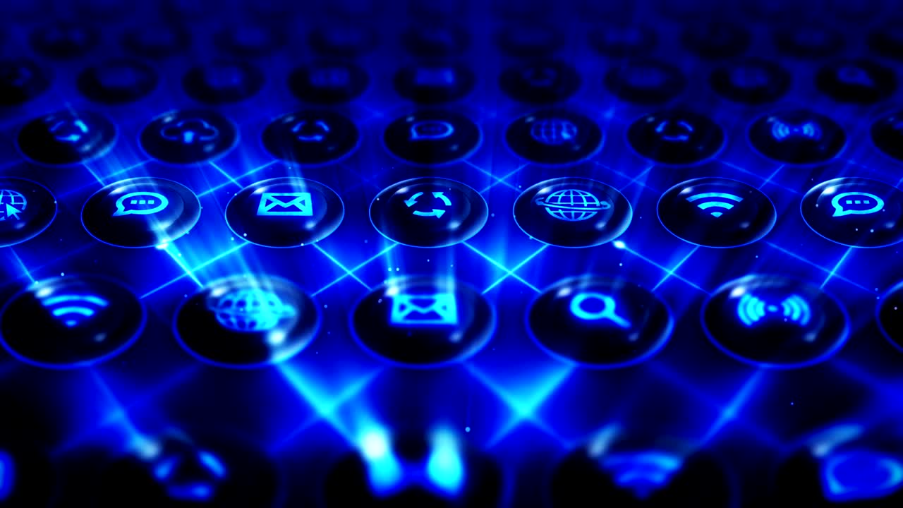 Set of Web Icons, Internet Communication Background, CG Loop Animation,