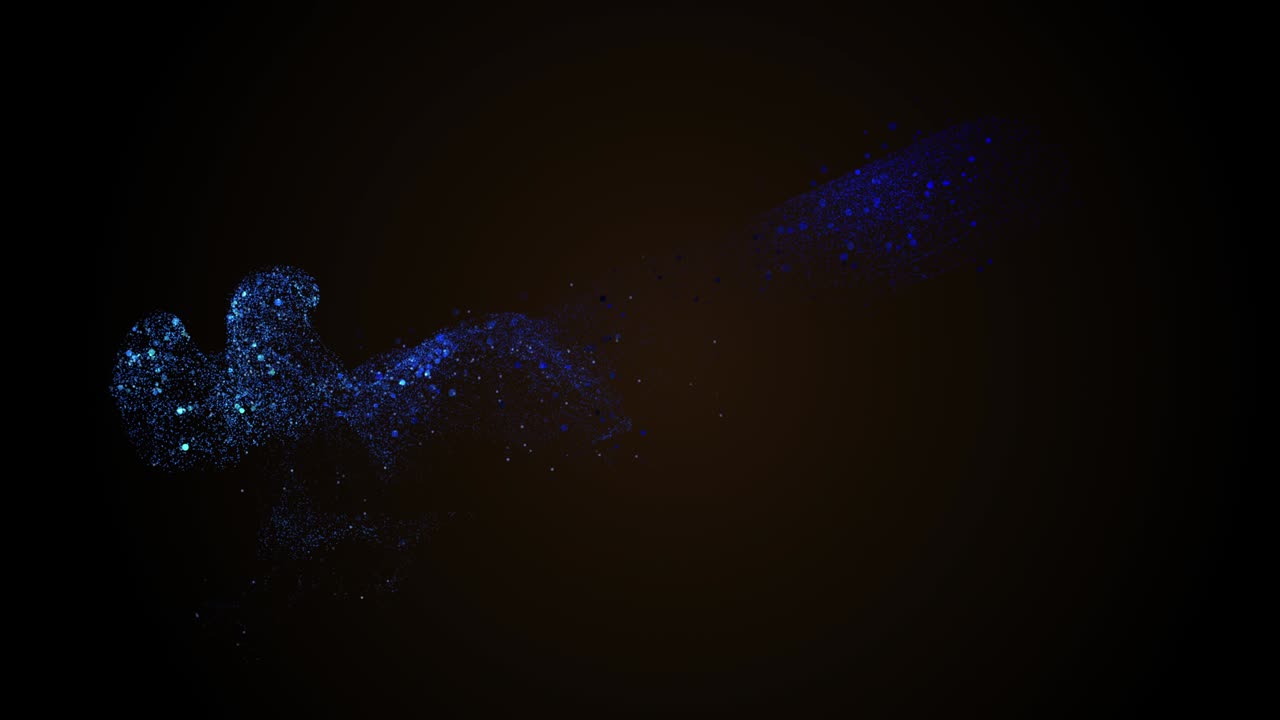 Smooth luxury techno blue stream is flowing slowly on deep golden background. Copy space. 4K.