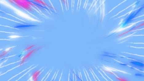 blue and white radial burst animation with red accents