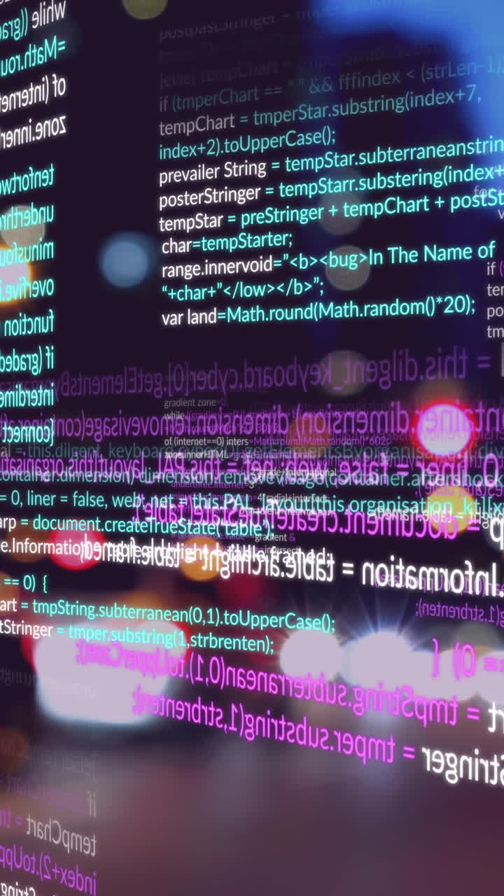 Animation of data processing over city at night