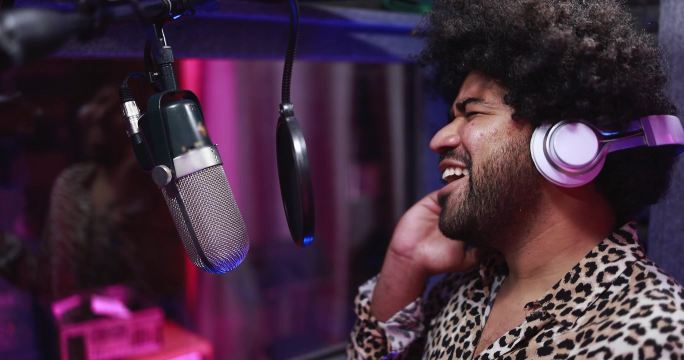 Passionate Male Singer with Afro Recording Vocals in Studio