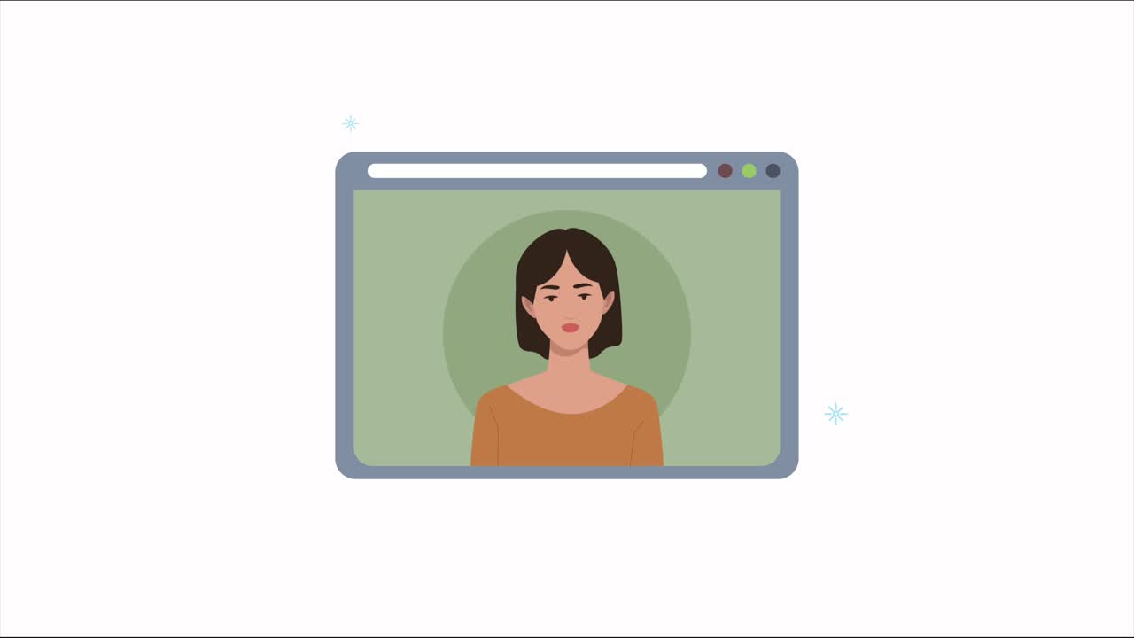mujer de negocios elegante en la animación de la página web