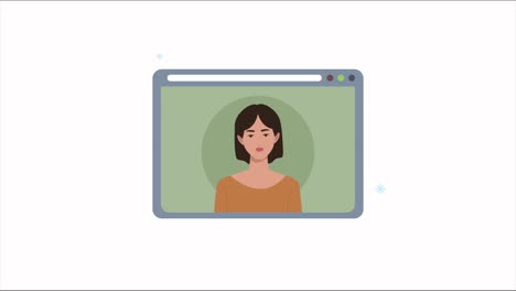 mujer de negocios elegante en la animación de la página web