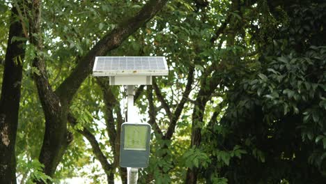 solar-powered street light in a park