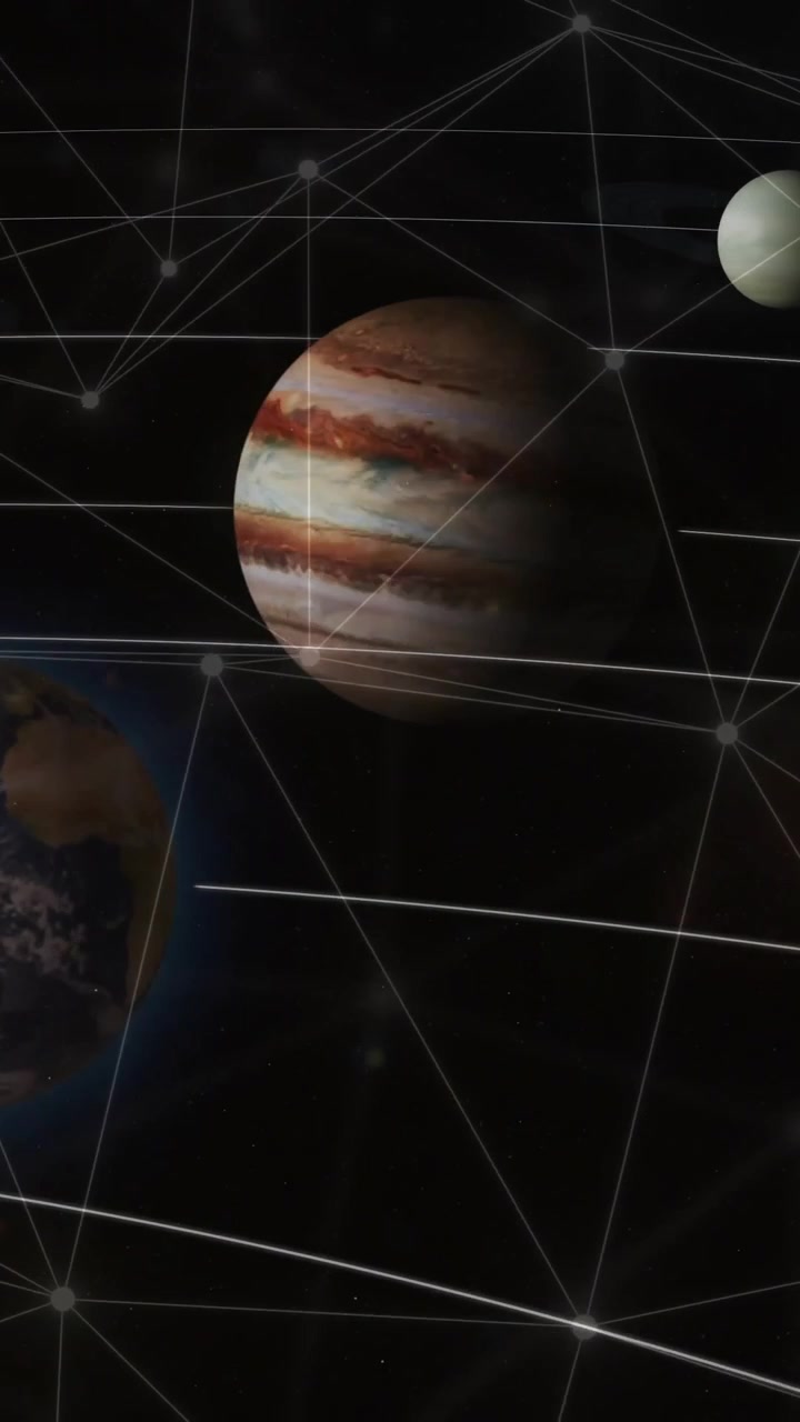 Animation of network of connections over planets
