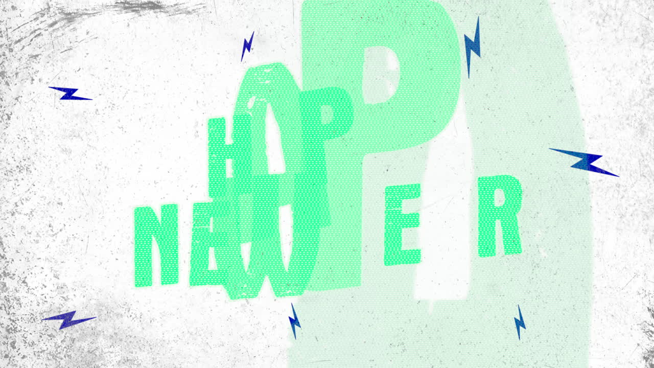 texto de introducción de animación feliz año nuevo sobre hipster blanco y fondo grunge con rayos