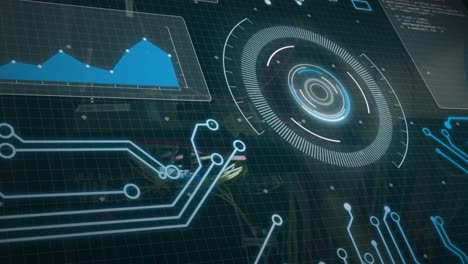 animación del procesamiento de datos en una pantalla digital