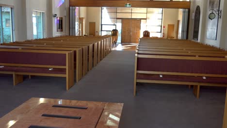 shot of religious chapel or funeral home for funeral service