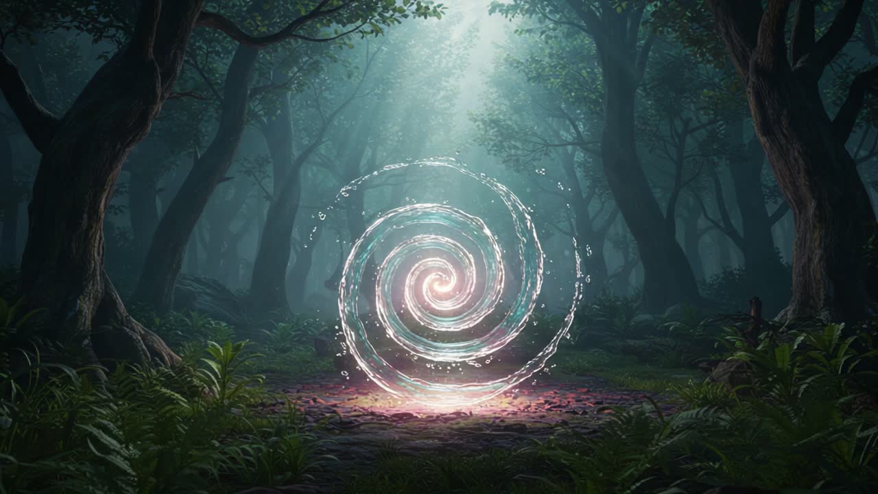 A Mystic Energy Portal Surrounded by Enchanted Forest, Illuminated by Ethereal Light, Invokes Wonders of Nature and Imagination for Adventurers and Seekers of Magic