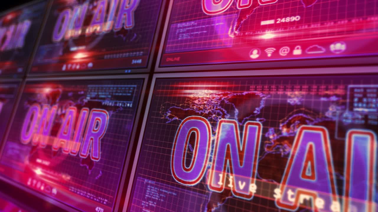 en el aire símbolo de transmisión en las pantallas animación