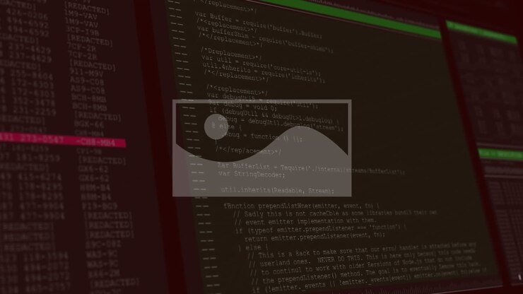 Animatie van binaire code over gegevensverwerking op een scherm