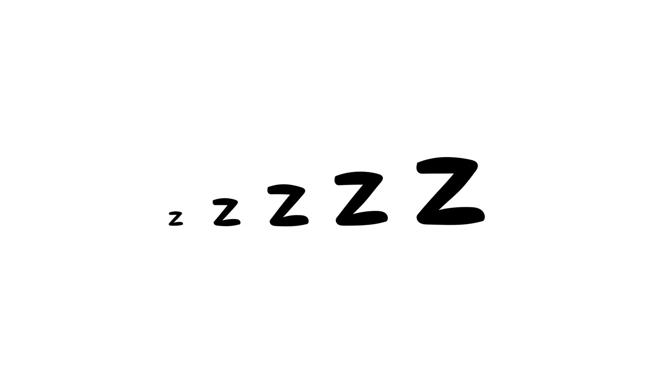 Animeret ZZZ-bogstaver, der vokser, på hvid baggrund