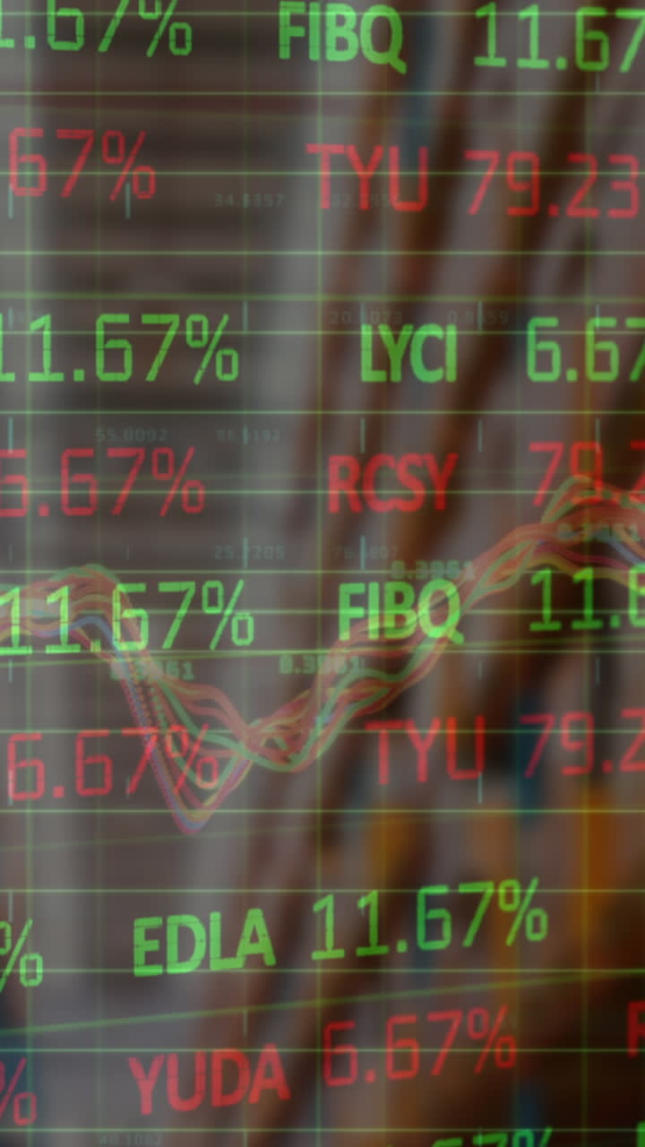 Animação de processamento de dados financeiros e mercado de ações sobre armazém vazio