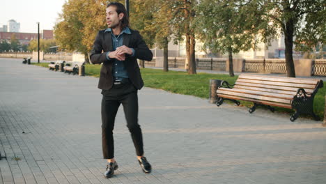 man dancing in a park