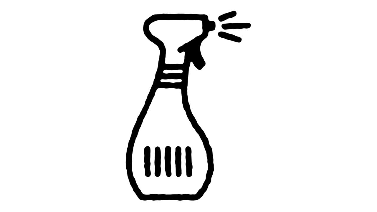 집 청소 손 드로우 라인 아이콘 애니메이션