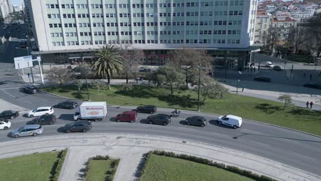 perfect and cinematic top down view of sebastian jose de carvalho e melo square located on marques de pombal