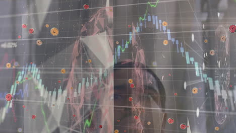 animación del procesamiento de datos sobre un empresario afroamericano