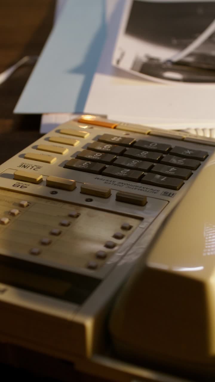 Vintage corded phone on a desk