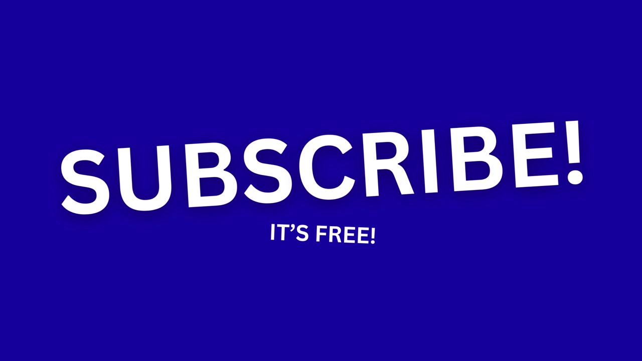 Simple youtube subscribe CTA call to action text kinetic animation blue background