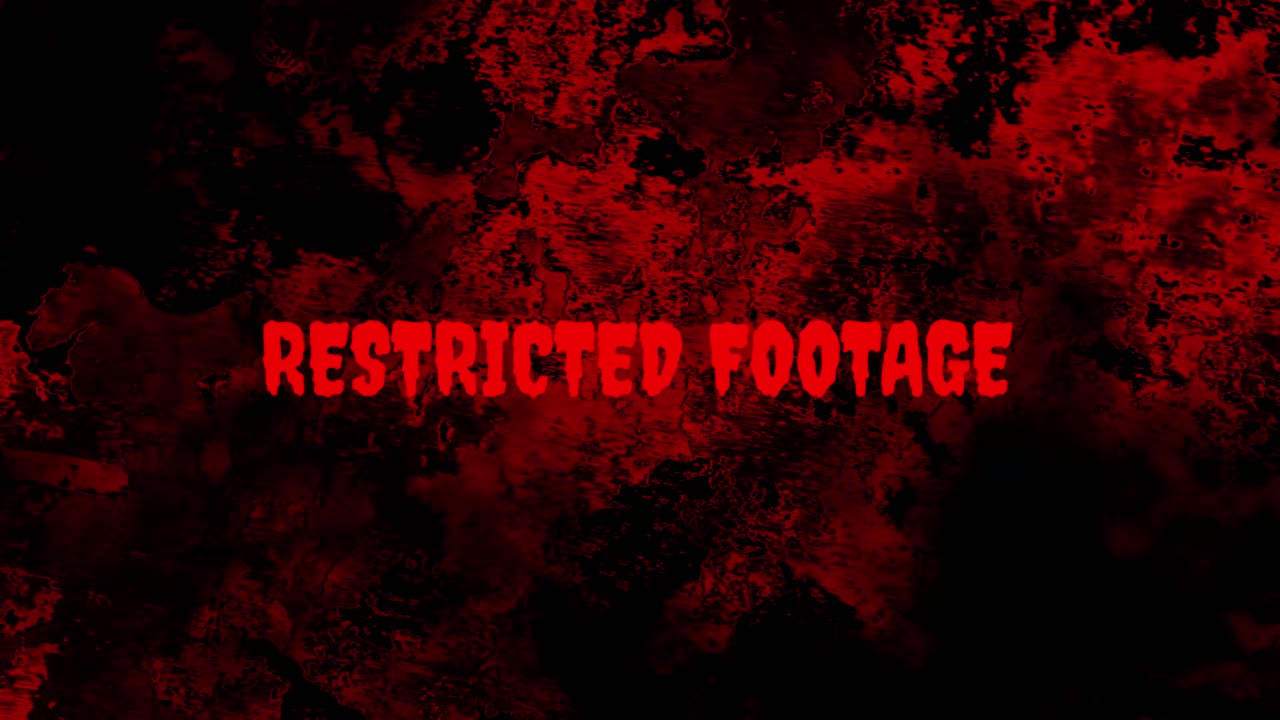 Flickering Restricted Footage Text on Dark Grunge Background