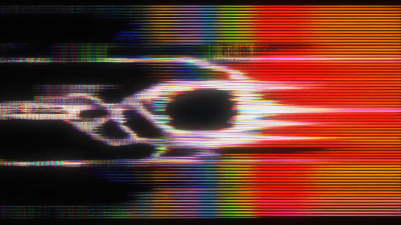 Digitaal Glitch-effect met Abstracte Kleurrijke Lichtstrepen