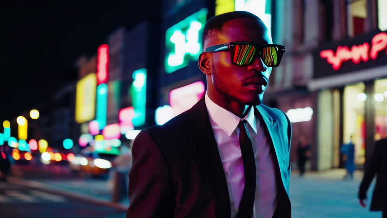 Stylish Man in a Suit at Night