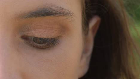 close up beautiful eye of woman blinking looking healthy eyesight concept