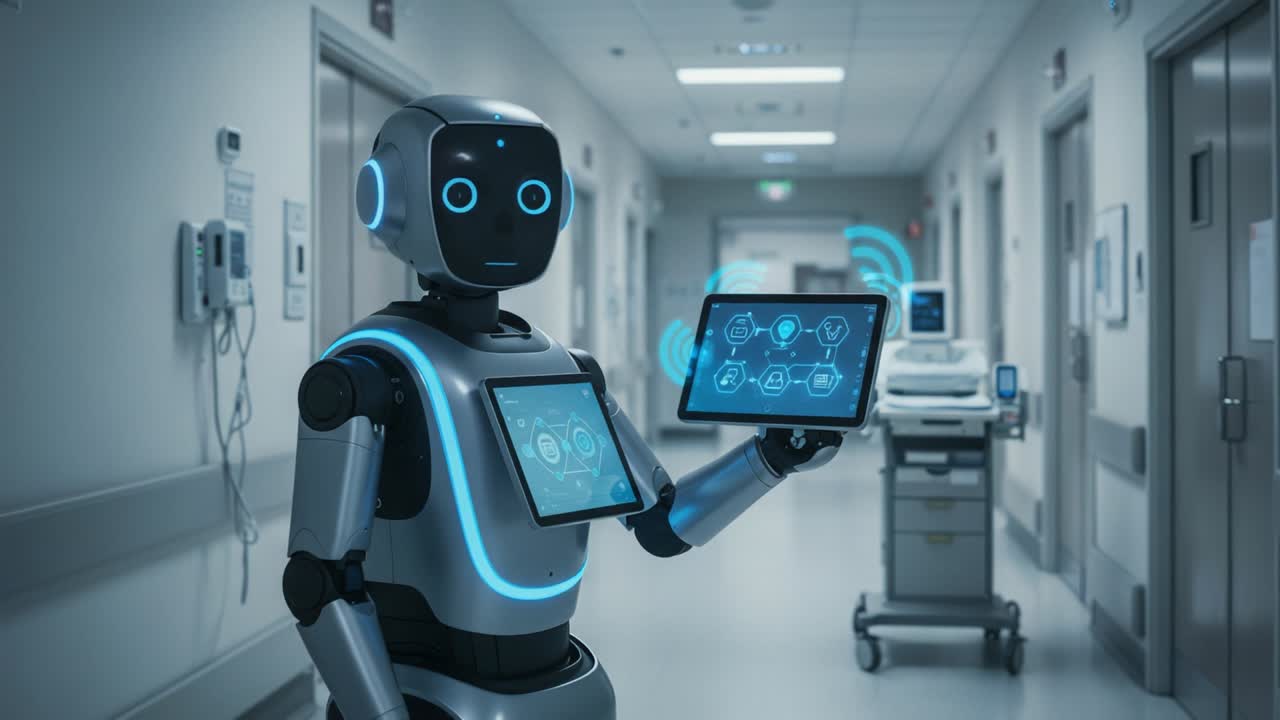 A Futuristic Healthcare Robot Utilizing Advanced Technology to Assist Patients and Healthcare Staff in a Modern Hospital Environment