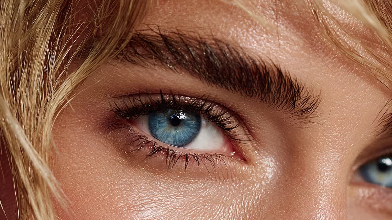 Captivating Close-Up of Stunning Eyes with Glowing Skin and Striking Eyebrows in a Beautifully Lit Frame, Showcasing Unique Features and Expressions