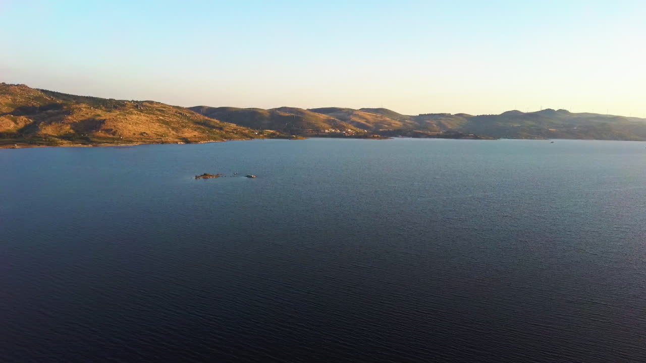 Beautiful Landscape - Peaceful River in Montalegre, Portugal - Drone forward shot