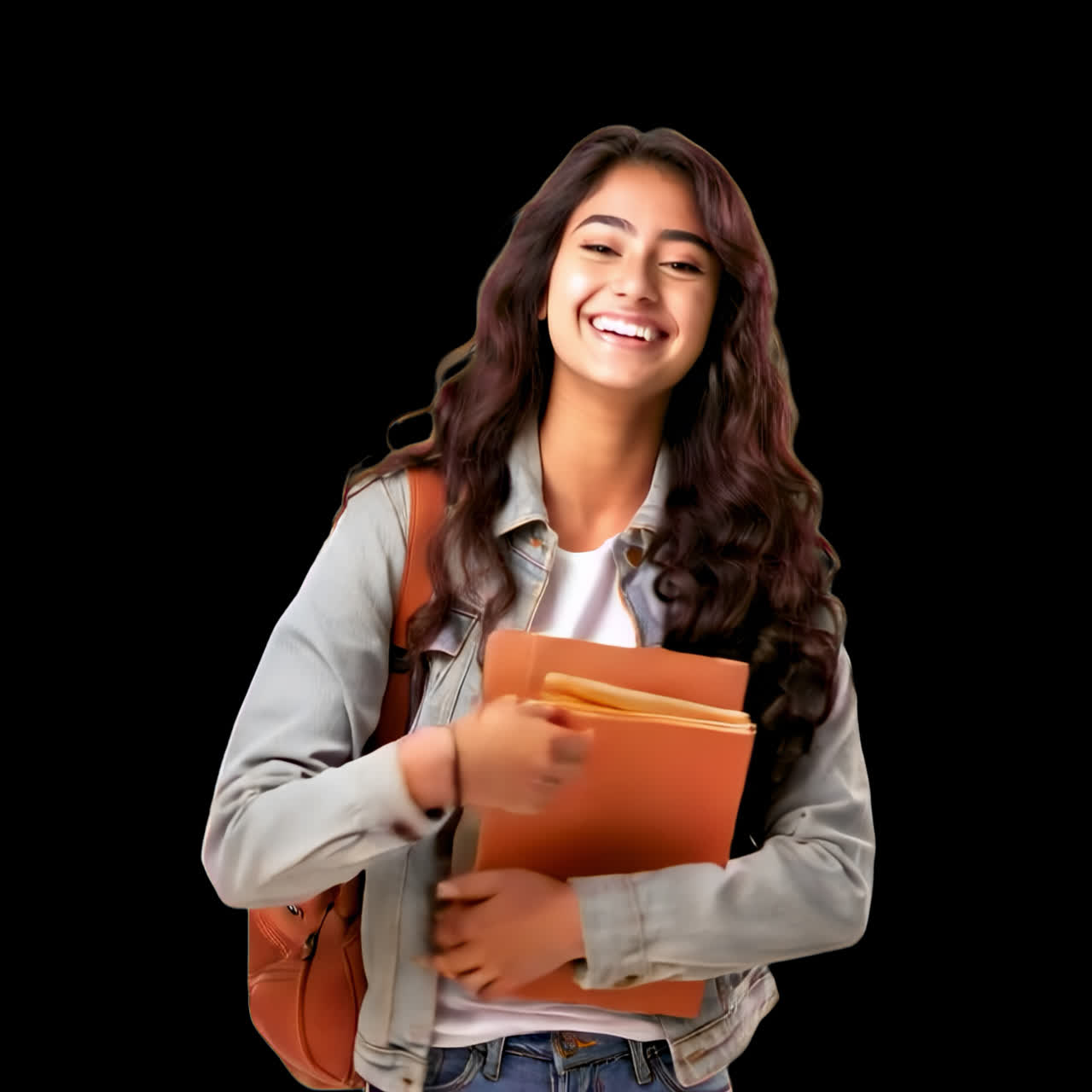 Smiling student holding books animation isolated asset, transparent 4K video, alpha channel, ProRes