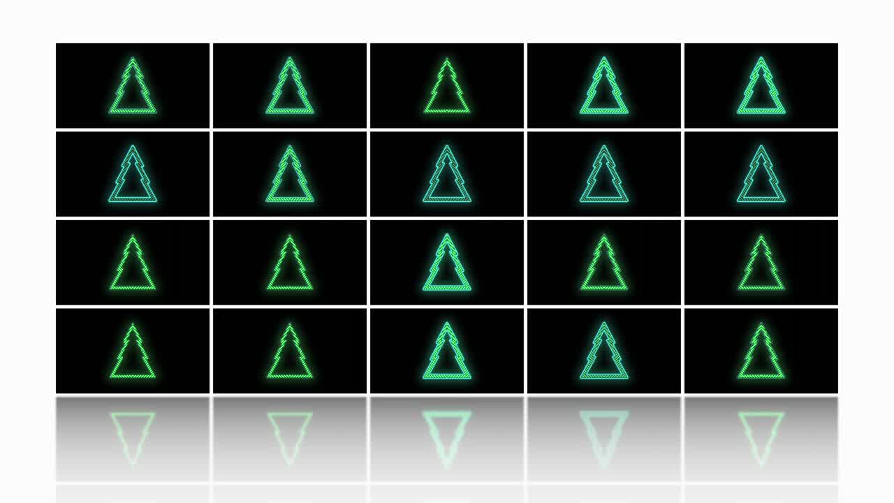 블랙 그라데이션 3에 네온 그린 크리스마스 트리 패턴