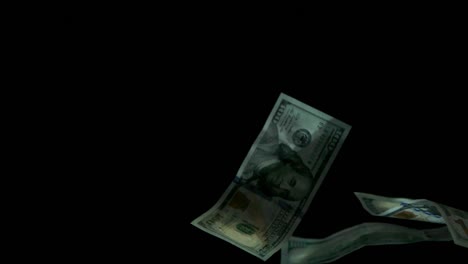 falling flying american canadian dollar banknotes on a black background in 4k loopable. high quality falling dollar banknotes in 4k. video is loopable