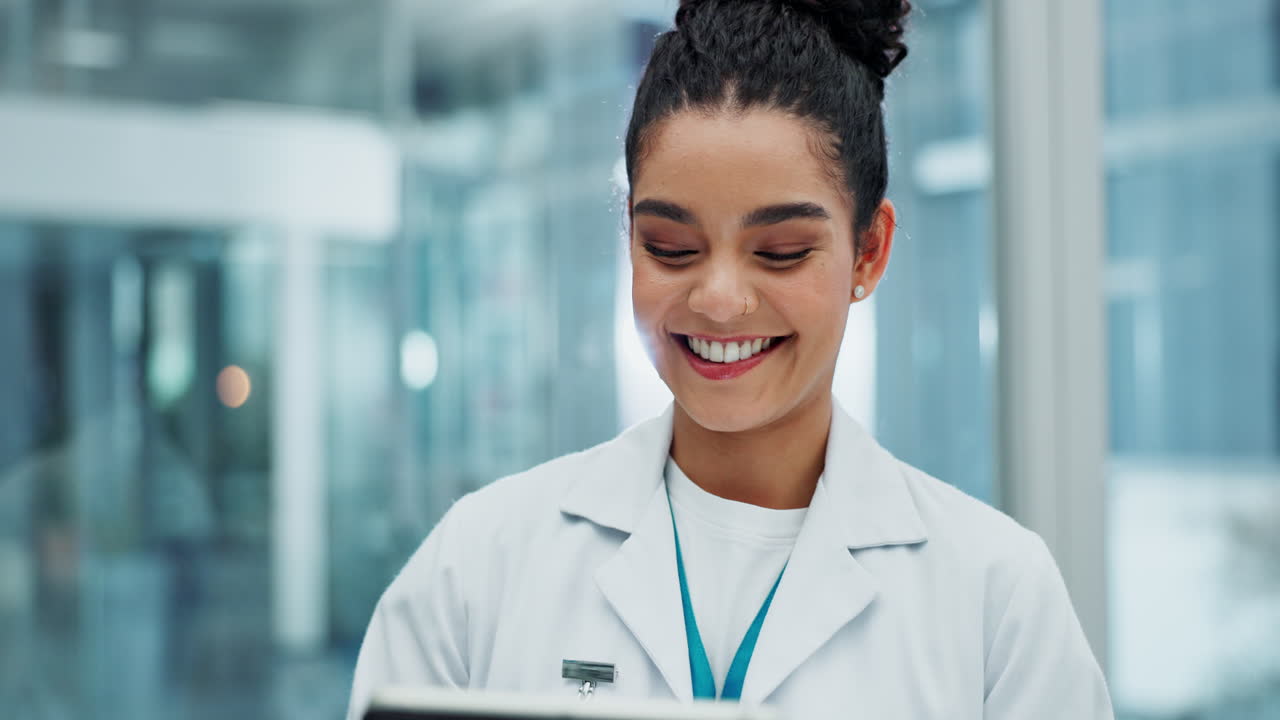 Female doctor using a tablet in a hospital